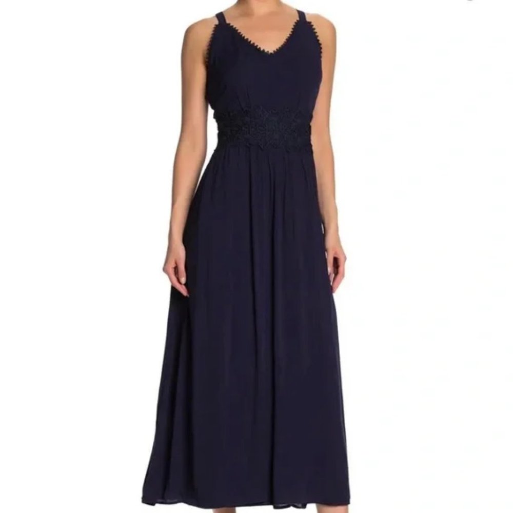 NWT Nina Leonard A-line Maxi Dress Size Medium Black